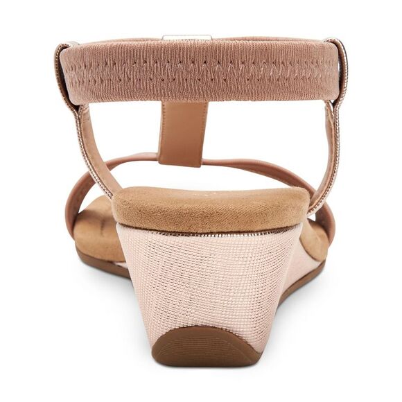 ALFANI Womens Beige T-Strap Voyage Round Toe Wedge Slip On Slingback Sandal 11 M - Picture 2 of 4